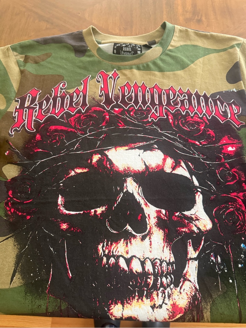 rebels Camo Skull Tee with Red and Black Graphic